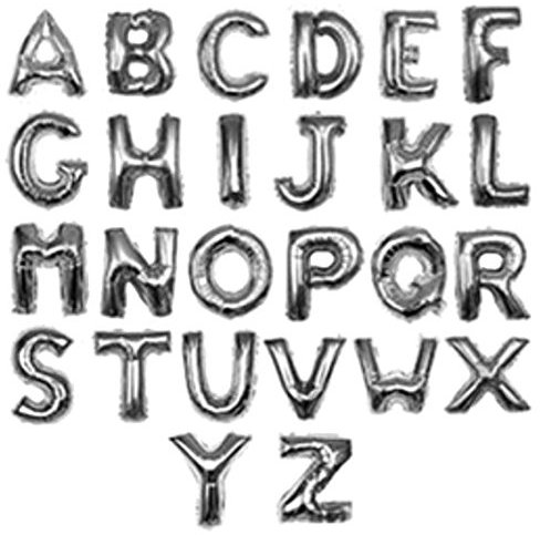 1 Stück Folienballon ‚Buchstabe J‘, Silber, ca. 40 / 101 cm, ohne Lollipop®-GASFÜLLUNG