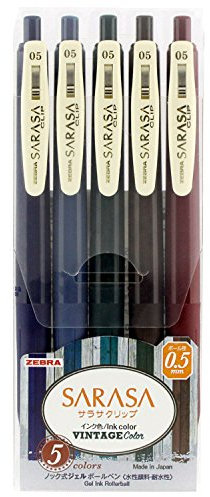 ZEBRA Gel-Tinten-Kugelschreiber SarASA Clip 0,5 [Vintage 5 Farben] (Japan Import)