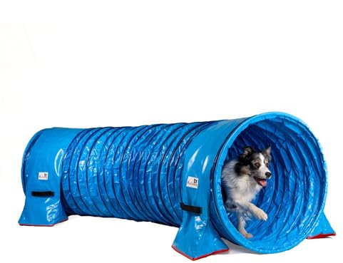 Callieway® Dog Agility Tunnel Profi Hunde Tunnel Agility Gerät (Stützsandsäcke bereits inklusive) (3m / 80cm, blau)