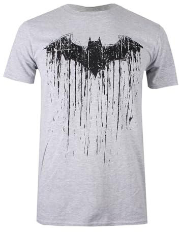 DC Comics Men's Batman Paint T Shirt, Sports Grey, S UK