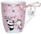 Hope und Gloria 45347 Kaffee-Tasse Panda und Einhorn, Die Welt ist schön, Porzellan-Tasse, 40 cl, mit Geschenk-Anhänger, Rosa