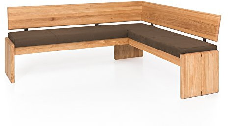 moebel-eins SCOTT Eckbank mit Truhe, Material Massivholz/Bezug Kunstleder, Eiche, 167 x 147 cm, nougat
