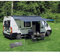 Deiwo Voile d'ombrage pour caravane, camping-car et bus - Gris - 2,50-3,50 x 2,4 m - Pour rails de 7 mm - Colonne d'eau de 2000 mm - Avec piquets