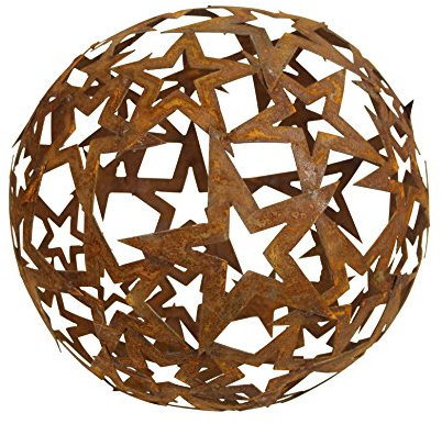 Bornhöft Sternen Kugel 30cm Metall Rost Gartendeko Edelrost rostige Gartendekoration Gartenkugel Rosenkugel Weihnachten (40cm)