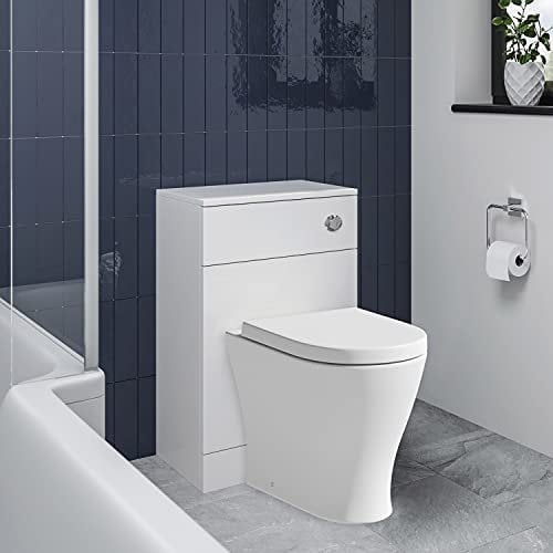 BTW Back to Wall Toilet Pan Concealed Cistern Unit 500mm Soft Close Seat White