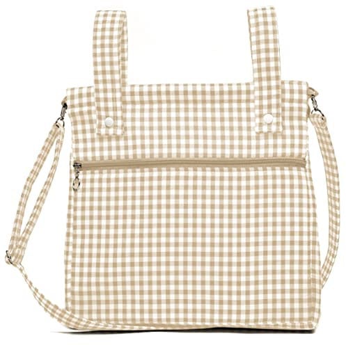 Bolsa panera de algodón vichy - Bolso carro - Talega carrito de bebé - Nenel (Arena)