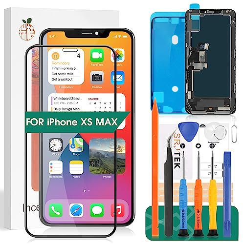 Ersatz Für iPhone XS max Display Reparaturset Für iPhone XS Max Bildschirm Ersatzdisplay Replacement Für iPhone XS Max LCD Vormontiert Touch Screen Digitizer A1921 A2101 A2102 A2104 (Incell,Schwarz)