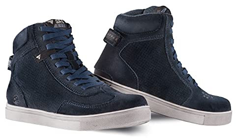 SHIMA SX-2 EVO LADY Scarpe Moto Donna | Stivali Moto in Pelle, Traspirante, Rinforzato con Supporto della Caviglia, Suola Antiscivolo, Impugnatura per il Cambio di Marcia (Blu, 41)