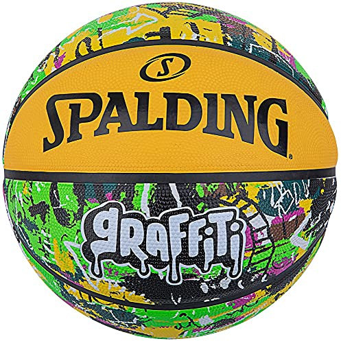 Spalding 84-374Z Basketball, Graffiti, Green x Yellow, No. 7 Balls, Basketball, Basket