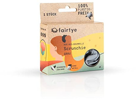 FAIRHAIR Scrunchie - grau | Haargummi aus Bio-Baumwolle und Naturkautschuk | Ohne störendes Metall oder Naht | Schonend zum Haar und umweltfreundlich | Für vielseitige Frisuren mit starkem Halt