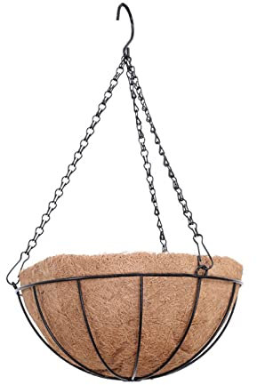 hifrom Blumentöpfe zum Aufhängen, Blumenampel Außen Körbe mit Kette, Kokos Große Liter Volumen, 25 cm Durchmesser als Hängeampel, Blumenschalen für Draußen, Hängetöpfe, Braun (25CM)