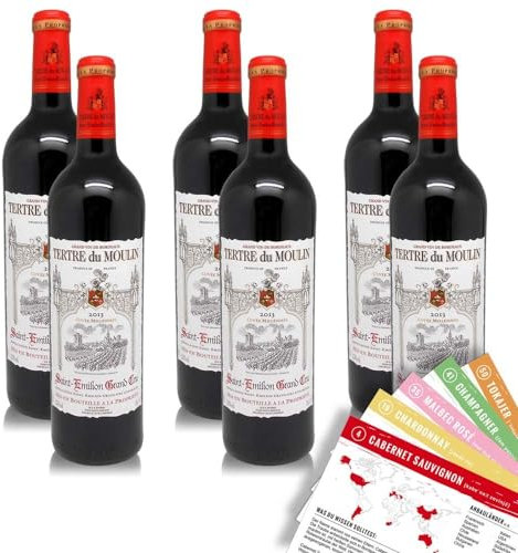 Tertre du Moulin Saint-Émilion Grand Cru, trocken, sortenreines Weinpaket + VINOX Winecards (6x0,75l)