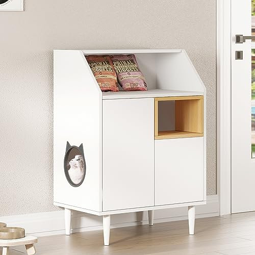 SDHYL Cassettiera per Lettiera, Mobile Nascosto, Armadio per Gatti 63 x 42,5 x 92 cm, Casa per Interni con 2 Fori, Aperto in Alto