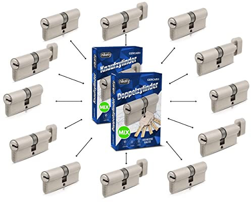GERCAR Pro Schließzylinder MIX 24er gleichschließend nach Wunsch kombinierbar aus 24 Profilzylinder oder Knaufzylinder 60/70 / 80/90 mm inkl. 120 Schlüssel - One Key System frei konfigurieren