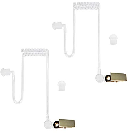 HYSHIKRA Sostituzione Covert Acoustic Air Coil Audio Tube Compatibile con Retevis Motorola Kenwood Baofeng Walkie Talkie, con Clip, Auricolare di Sicurezza (2 pezzi, Trasparente)