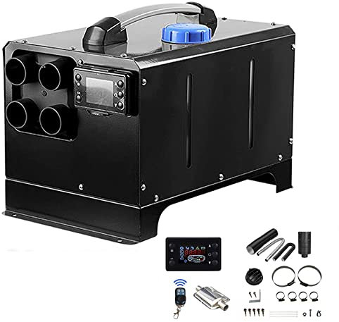 Chauffage Diesel 5KW Réchauffeur d'air diesel, Réchauffeur de Stationnement Portable avec Silencieux et Commande à Distance pour Camion, Voiture, Camping-Car, SUV, Bateaux,Noir,12V
