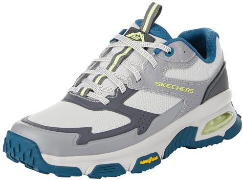 Skechers Men's Skech-air Sleek Envoy Trainers, Gray Leather Synthetic Textile Aqua Trim, 43 EU