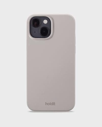 holdit Silikonhülle iPhone 15-0,8mm Ultra dünn Handyhülle Silikon - Trendy Slim Silicone case mit Voller Schutz (erhöhte Kante für Kameraschutz) - Taupe