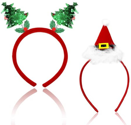 KATELUO Serre Tête Noël, 2 PCS Bandeau et Bandeaux de Fête, Cheveux Cerceau, Serre Têtes pour Enfants, Décorations pour Enfants et Adultes (B)