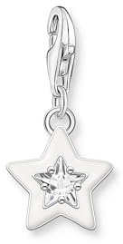 Thomas Sabo Charm-Anhänger Stern mit weiße Steinen und weißer Kaltemaille recycletes 925 Sterlingsilber 2044-041-14