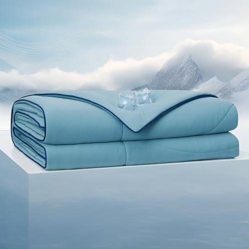 Dream Valley® Outlast® Kühldecke, NASA-Klasse Technologie Q-Max > 0,4 weich Selbstkühlende Decke, Aerocool™ Kühlende Decke für heiße Schläfer, Nachtschweiß, Blau, 152 x 203cm