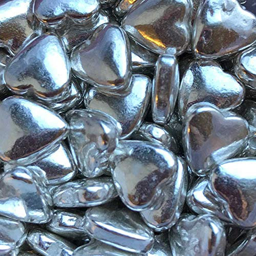 A Pinch Of - Silver 3D High Shine Love Hearts - Cake Topper Sprinkles - 25g Edible Glimmer Cupcake Decorations - Birthdays, Weddings & Romantic Celebrations