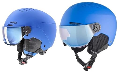 uvex Rocket jr Visor - Skihelm für Kinder - mit Visier - Blue matt - 54-58 cm & Alpina ZUPO Visor Q-LITE - Hochwertiger & Leichter Skihelm Mit Kontrastverstärkendem Visier Für Kinder