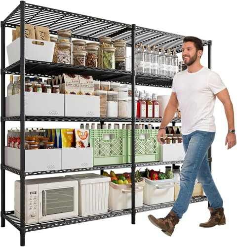 FTEYUET Lagerregal Schwerlastregal, 5 Ablage Metallregal Standregale Küchenregal Kellerregal Garagenregal (40 x 175 x 184 cm)