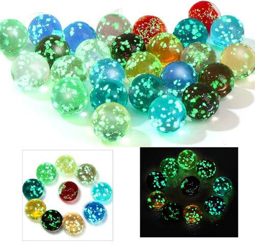 Homefantasy Glasmurmeln, 40Pcs Leuchtmurmeln Kinder, Bunte Glasmurmeln, Glasmurmeln im Dunkeln Leuchten 16mm für Kinder für Marmorbahn-Spiel