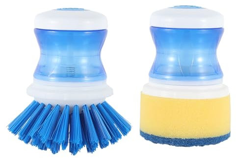 ZYKORT 2 Pièces Brosse Vaisselle, Brosse à Vaisselle avec Distributeur De Liquide, Brosse Nettoyage Éponge Vaisselle, Brosse de Nettoyage, Brosse Cuisine pour Nettoyer Casseroles, Poêles, Grils