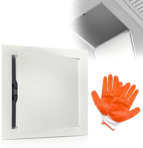 GOEDCH 20x20cm Puerta de Inspección: Panel de Acceso Metálica, Puerta de Inspección Magnética para Paredes Laterales de Cocinas, Baños, Viene con un Par de Guantes de Algodón Antideslizantes, Blanco