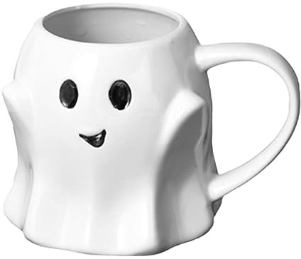 NIDONE Masse de café fantôme Masse fantôme avec poignée 440ml Migne Cartoon Céramique Halloween Café Mug Smile Ghostface Halloween Mug Halloween Top pour enfants Adultes