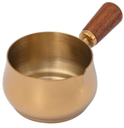 SLEDEZ Vasos para Salsa Salsera de Acero Inoxidable con asa de Madera Salseras Occidentales(Colour 1,180ml)