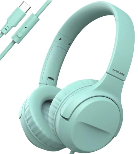 Auriculares USB C/3.5 mm para niños y niñas, límite de Volumen de 94 dB, auriculare intraurales, auriculare con Cable para Adolescentes, Escuela, Viajes