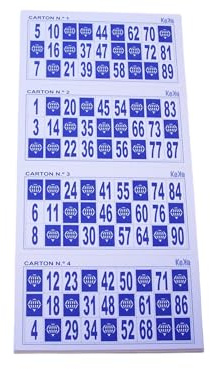 KEKA 48 extra große Bingo-Karten mit großen Zahlen und dickem Karton von 240 g/m²
