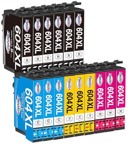 Paeolos 604 XL Druckerpatronen Kompatibel für Epson 604 604XL Patronen für Expression Home XP-3200 XP-3205 XP-4200 XP-4205 XP-2200 XP-2205, Workforce WF-2910 WF-2930 WF-2935 WF-2950 (15er-Pack)