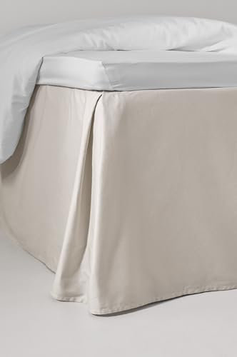 Jotex Zack Satin Tour de lit à Volants 100% Coton Bio de qualité supérieure Hauteur 45 cm Beige 160 x 200 cm