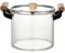 XIUCAI Olla Transparente de Vidrio Termorresistente con Tapa y Mango de Madera｜Esencial para Cocinas y Comedores,5.5L