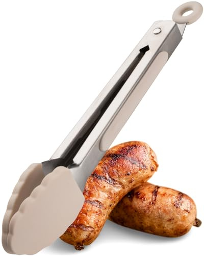 Taylors Eye Witness Small Steel Oyster Silicone Tongs - Dishwasher Safe. Sturdy Build, Non-Scratch Heads And Convenient Locking Mechanism. Odour, Stain & Heat Resistant (260°C/500°F). 5 Year Guarantee
