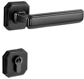 Serratura magnetica for porta interna in rame puro in stile cinese, camera da letto, serratura magnetica for camera divisa, maniglia nera for porta domestica, serratura for porta in legno(Matte black