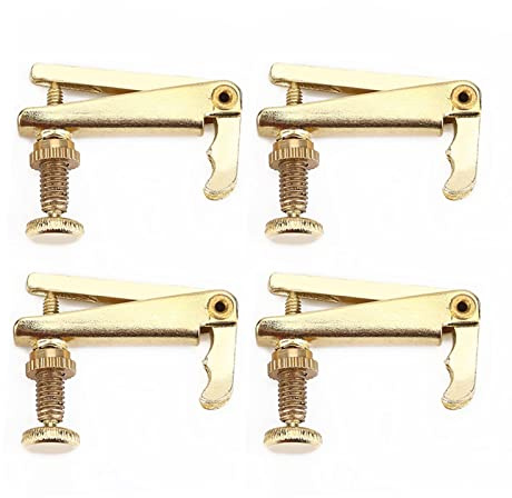 Munefe 4PCS String Fine Tuner, Geigenschnur -Anmelde, Gold String -Einsteller, geeignet für 3/4/4 Geigen (Gold)