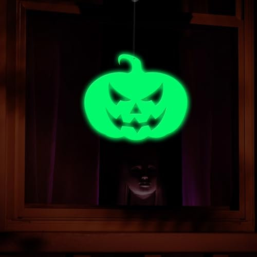 Halloween Fensteraufkleber leuchtende Halloween-Wandaufkleber, Dekoration, leuchtende fluoreszierende Aufkleber, Abziehbilder, geeignet für die Wanddekoration zu Hause, Vorhang (B, 30. 5x25. 5x0. 3)