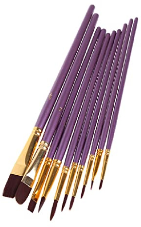 XBTGS Juego de 10 pinceles de nailon para acuarela, acrílico, pintura al óleo, herramienta de dibujo, kit de dibujo,