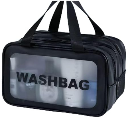 Beauty Case da Viaggio Unisex, Borsa Cosmetici con 2 Grandi Scomparti Separati, Pochette Organizer per Trucchi e Prodotti da Bagno, Grande Capienza per Donna e Uomo