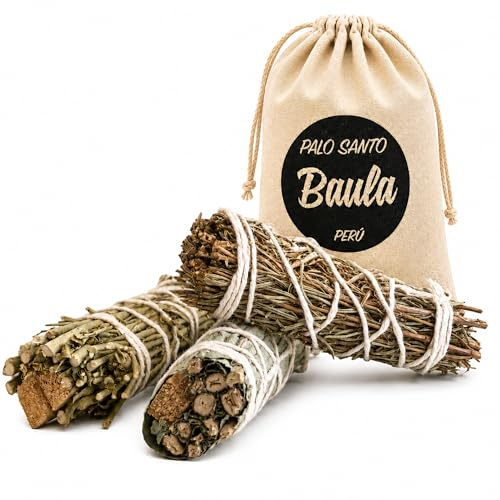 BAULA – Kit Sahumerios con Palo Santo Natural (3 uds, 3 Aromas: Ruda, Romero y Eucalipto) – Incienso Natural para Limpieza Energética y Aromaterapia – Smudge Natural – Hecho a Mano en Perú