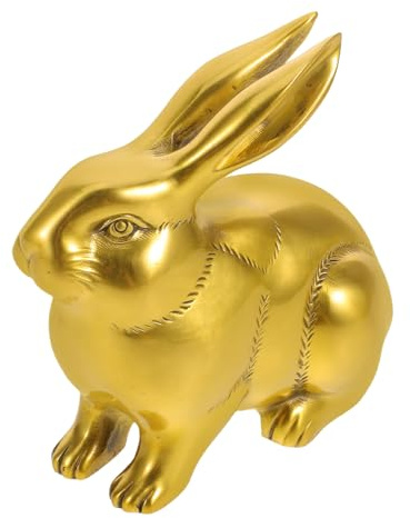 DOITOOL Goldene Hasenskulptur aus Kupfer mit Vintage Stil Rostfrei und Symbol des Wohlstands Dekoration für Zuhause und Neujahrsfeiern