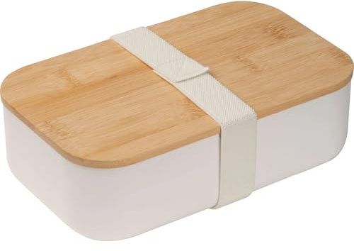 Livepac-Office Brotdose/Lunchbox/mit Bambusdeckel/Farbe: weiß