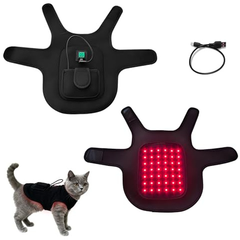Rotlichttherapiegürtel 660nm/850nm für Hunde & Katzen, Heizkissen mit 3 Modi zur Schmerzlinderung, Verstellbarer Therapiegurt bei Gelenkschmerzen, Wundheilung & Entzündungshemmung bei Haustieren