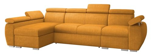 Mirjan24 Ecksofa Boston LCP, Eckcouch mit Schlaffunktion und 2 Bettkästen, Polsterecke mit Einstellbare Kopfstützen, L-Sofa, Wohnlandschaft (Flow 10, Seite: Links - LCP+2R+1P(65)
