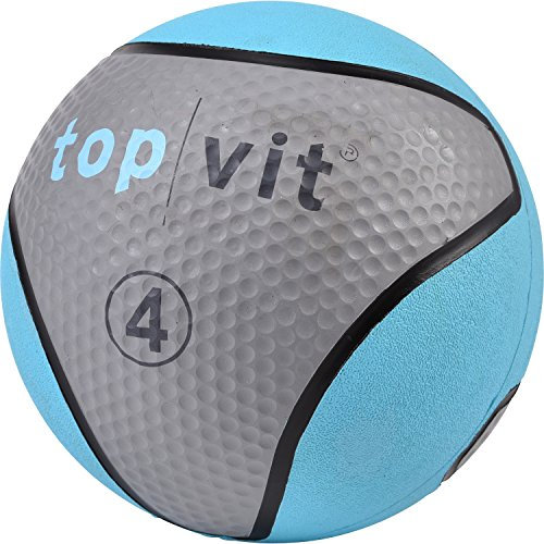 top vit Medizinball - Fitnessball mit Gummioberfläche | Medizinbälle in Studio Qualität (4 kg - hellblau)